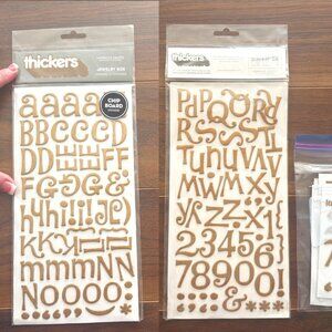 NEW American Crafts Thickers Metallic GOLD Cardstock Alphabet Stickers 132 Piece